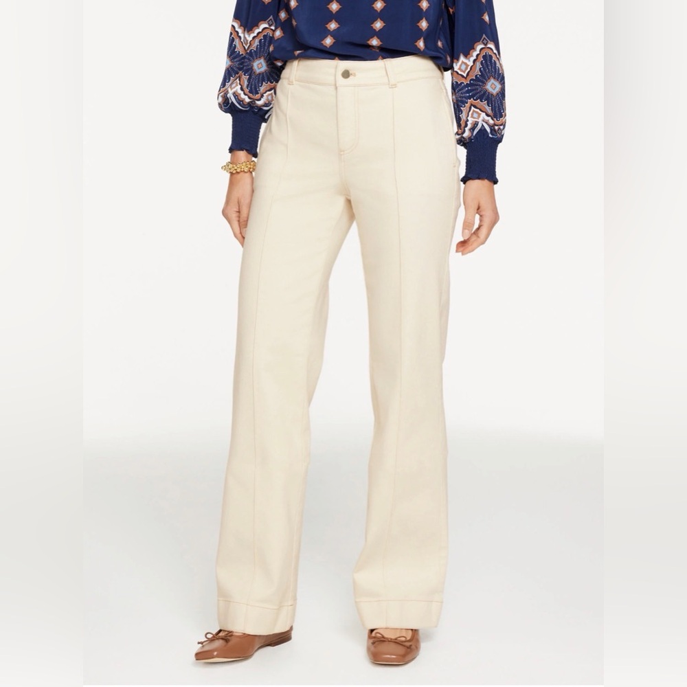 Talbots Cream Wide-Leg High-Rise Classic Jean Trousers